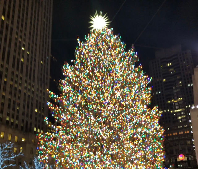 Rockefeller Christmas Tree Lit Up at Night
