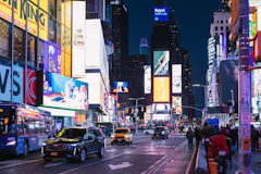Times Square with Traffic Oncoming