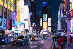 Times Square with Traffic Oncoming