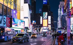 Times Square with Traffic Oncoming