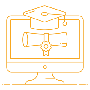 online degree icon with computer and diploma